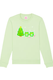 Organic Cotton Festive Froggies Embroidered Sweatshirt - Momokakkoii