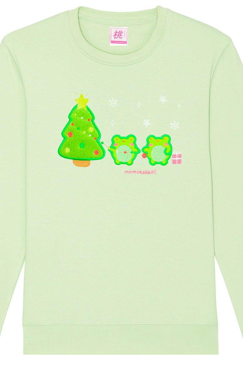 Organic Cotton Festive Froggies Embroidered Sweatshirt - Momokakkoii