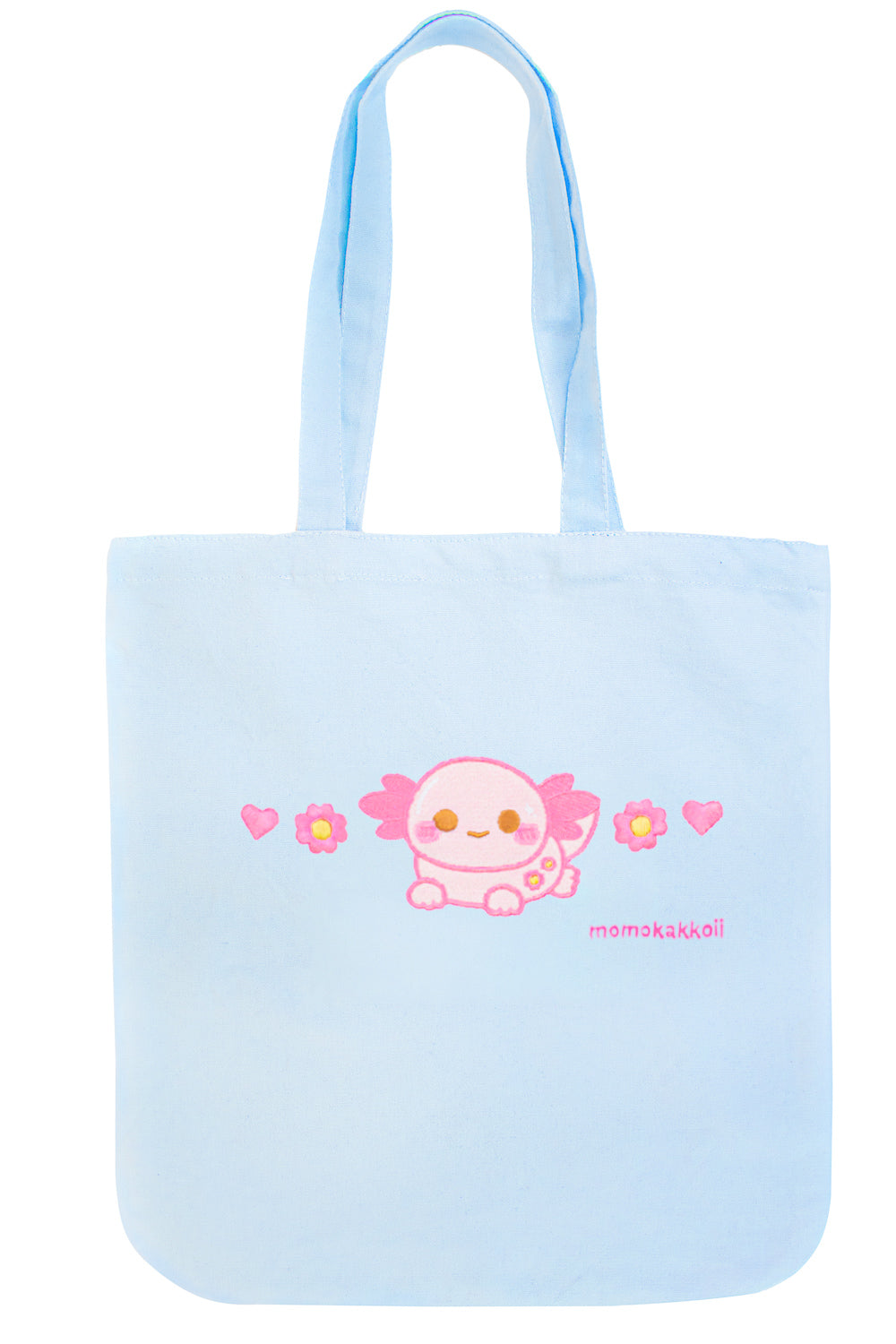 Organic Cotton Xoxi The Axolotl Embroidered Tote Bag - Momokakkoii