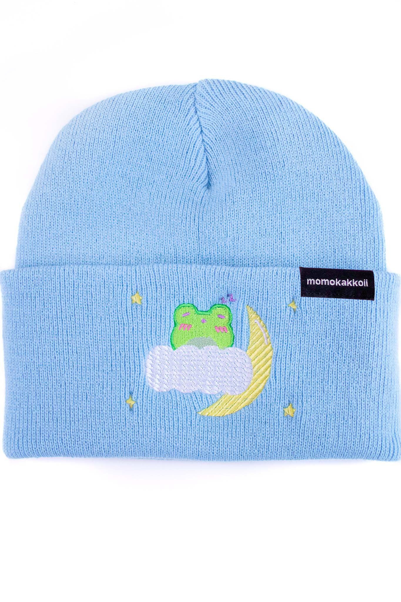 Sleepy In The Sky Embroidered Beanie - Momokakkoii