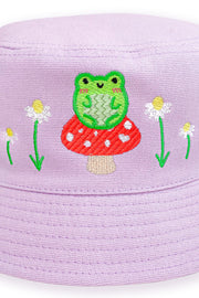 Albert the Frog & Mushroom Embroidered Bucket Hat - Momokakkoii