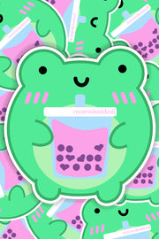 Albert the Frog Boba Vinyl Sticker - Momokakkoii