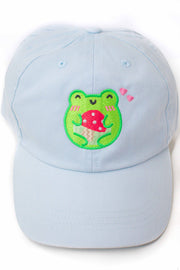 Frog Mushroom Hug Embroidered Cap - Momokakkoii