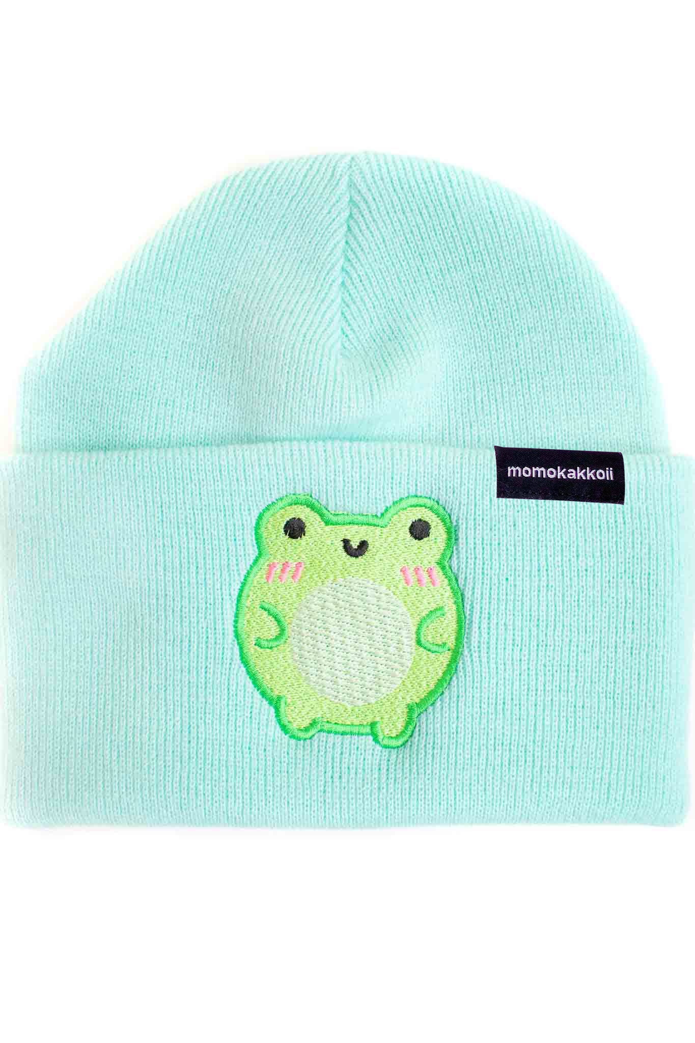 Cute Albert The Frog Pastel Embroidered Beanie - Momokakkoii