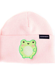 Cute Albert The Frog Pastel Embroidered Beanie - Momokakkoii