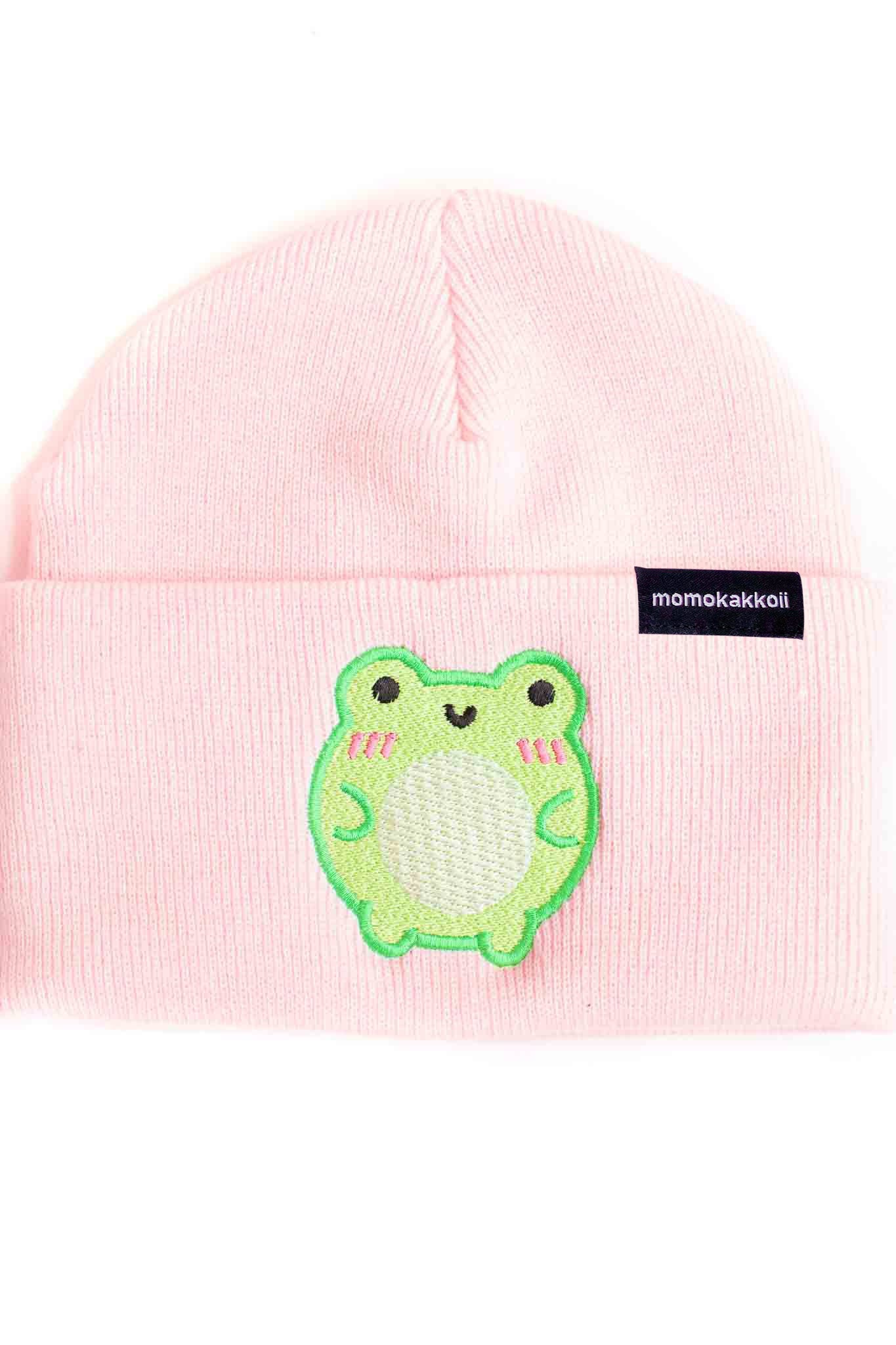 Cute Albert The Frog Pastel Embroidered Beanie - Momokakkoii