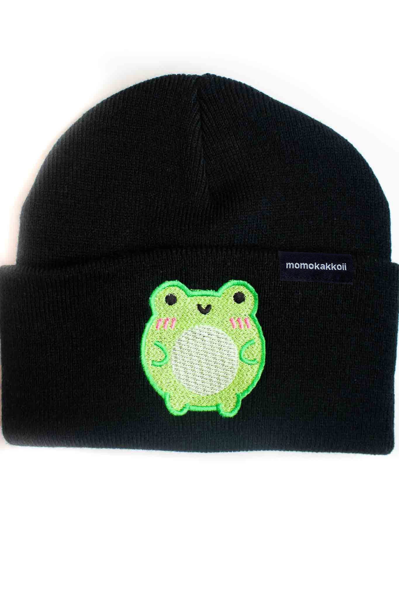 Cute Albert The Frog Pastel Embroidered Beanie - Momokakkoii
