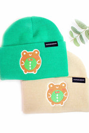 Gingerbread Froggy Embroidered Beanie - Momokakkoii