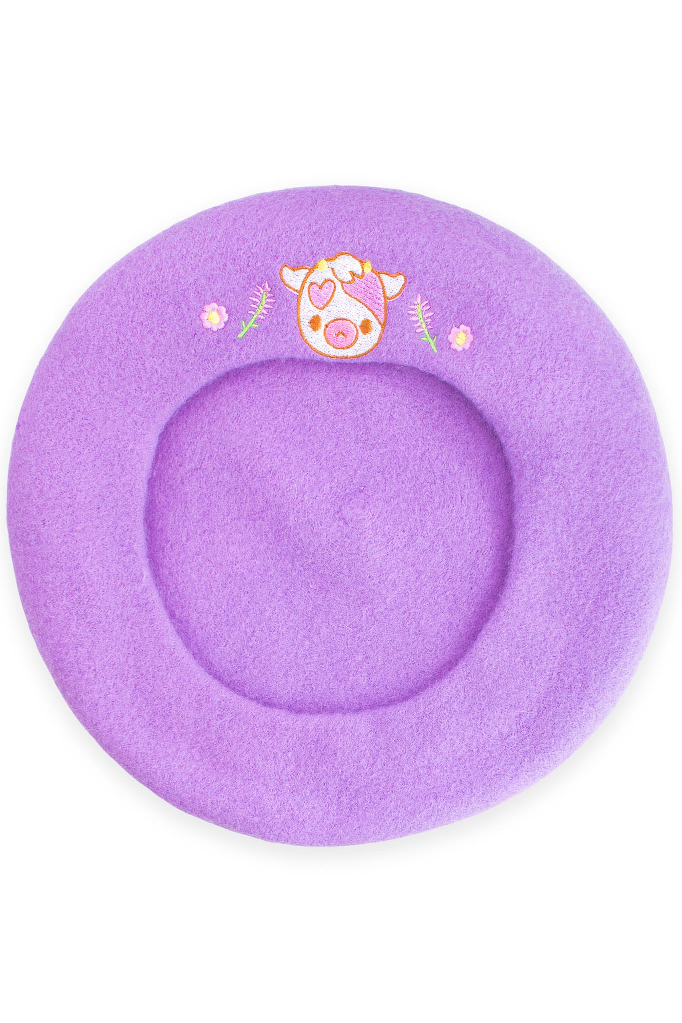 Adorable Cow Embroidered Beret - Momokakkoii