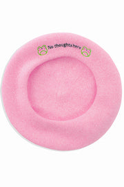 No thoughts here' Embroidered Beret - Momokakkoii