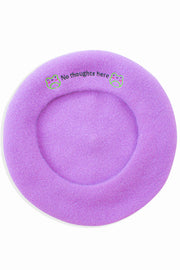 No thoughts here' Embroidered Beret - Momokakkoii