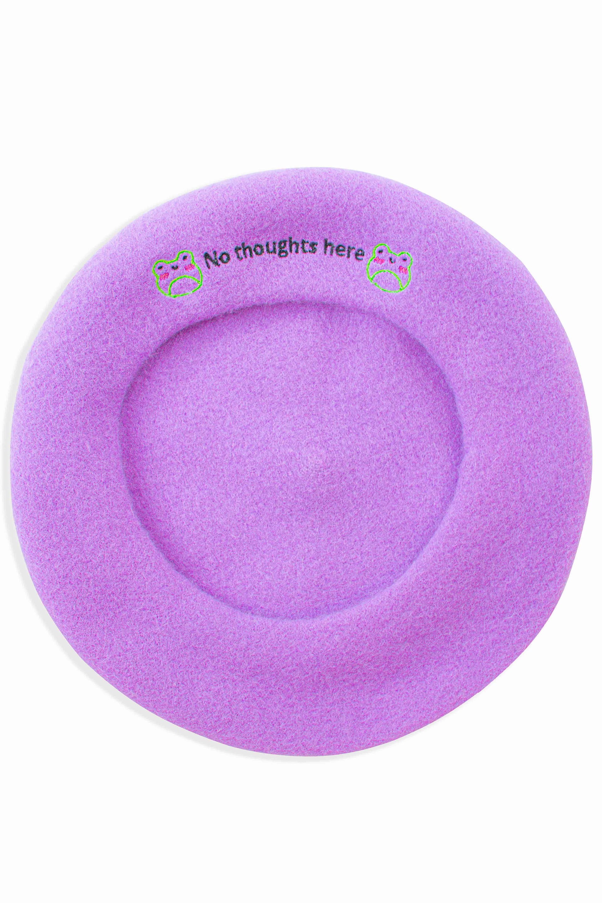 No thoughts here' Embroidered Beret - Momokakkoii