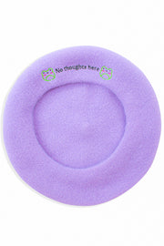No thoughts here' Embroidered Beret - Momokakkoii