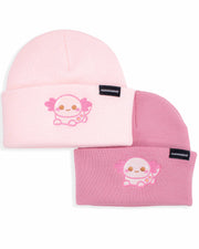 Xoxi Pink Axolotl Embroidered Beanie - Momokakkoii