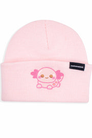 Xoxi Pink Axolotl Embroidered Beanie - Momokakkoii