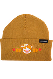 Pumpkin Cow Embroidered Beanie - Momokakkoii
