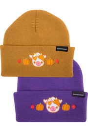 Pumpkin Cow Embroidered Beanie - Momokakkoii