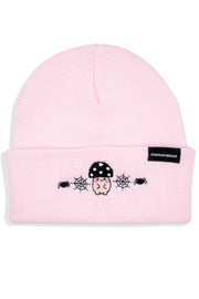 Dark Mushroom Friend Embroidered Beanie - Momokakkoii