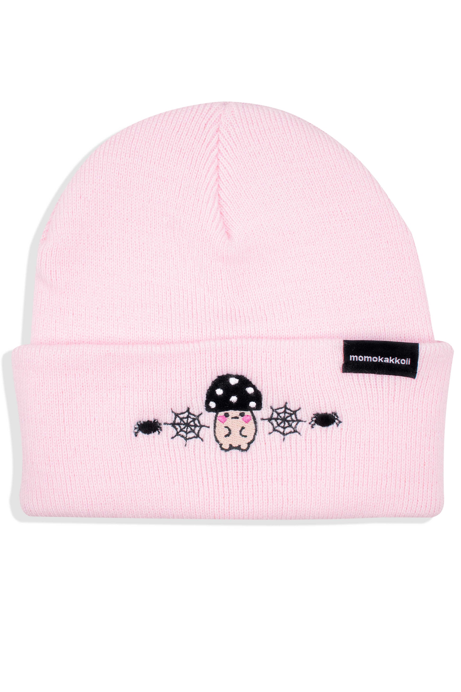 Dark Mushroom Friend Embroidered Beanie - Momokakkoii