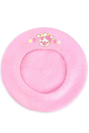 Adorable Cow Embroidered Beret - Momokakkoii