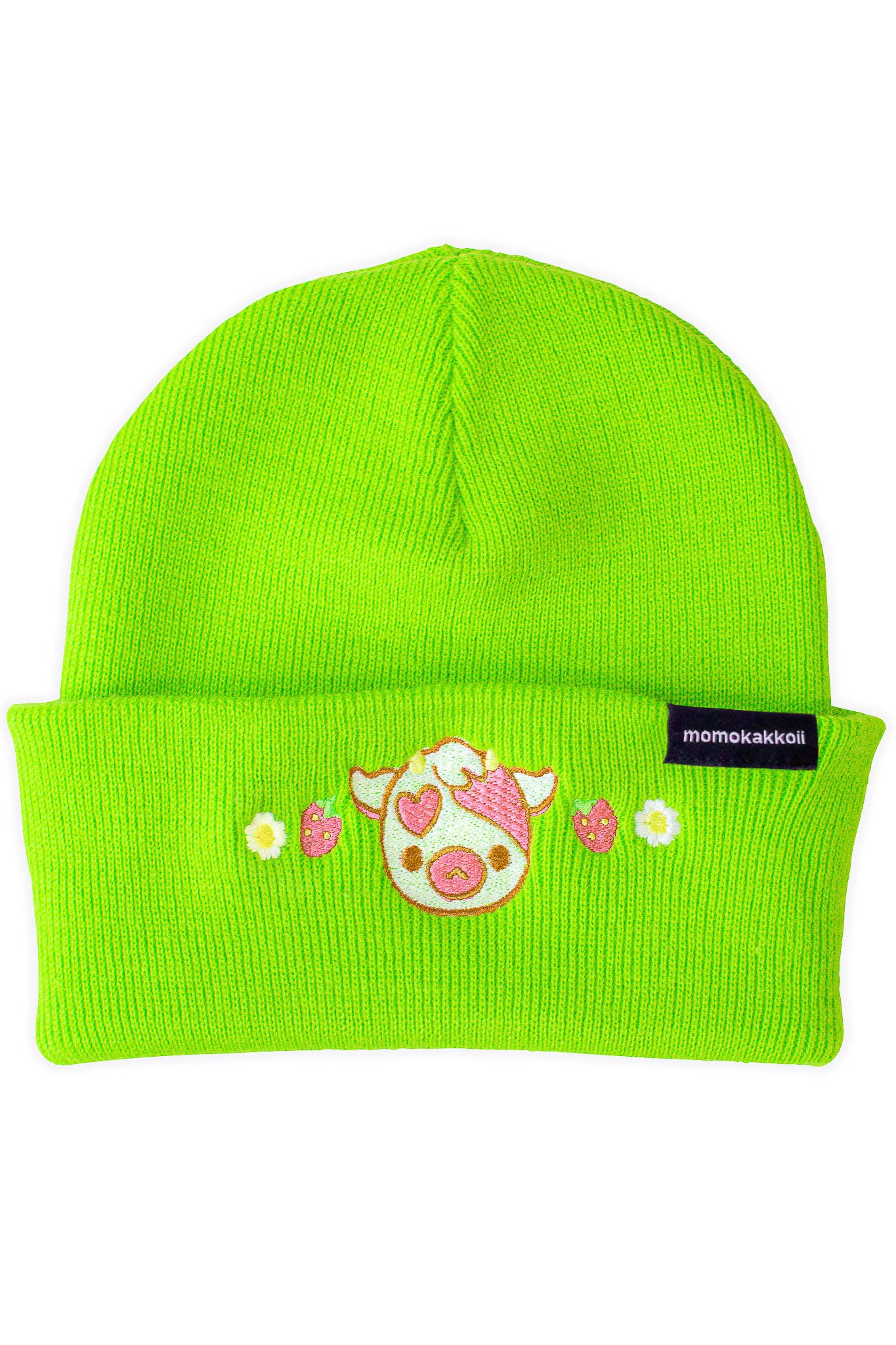 Strawberry Cow Embroidered Beanie