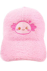 Xoxi The Axolotl Wink Embroidered Fluffy Cap - Momokakkoii