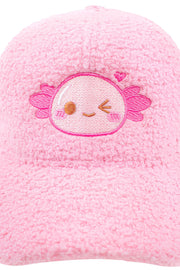 Xoxi The Axolotl Wink Embroidered Fluffy Cap - Momokakkoii