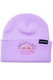 Xoxi Lavender Axolotl Embroidered Beanie - Momokakkoii