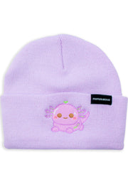 Xoxi Lavender Axolotl Embroidered Beanie - Momokakkoii