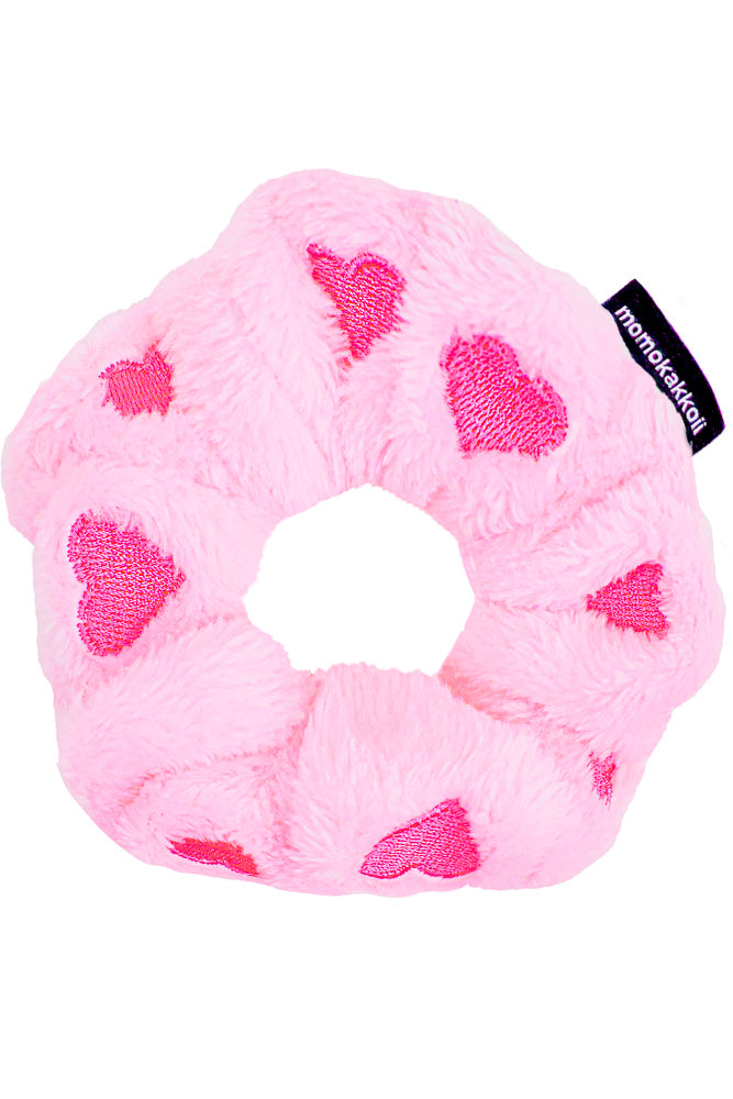 Lovely Hearts Fluffy Handmade Scrunchie
