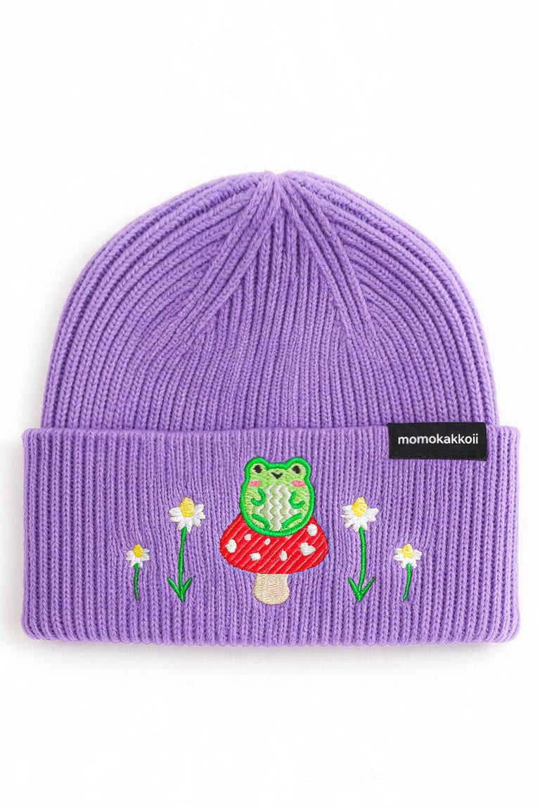KIDS Albert The Frog & Mushroom Embroidered Beanie