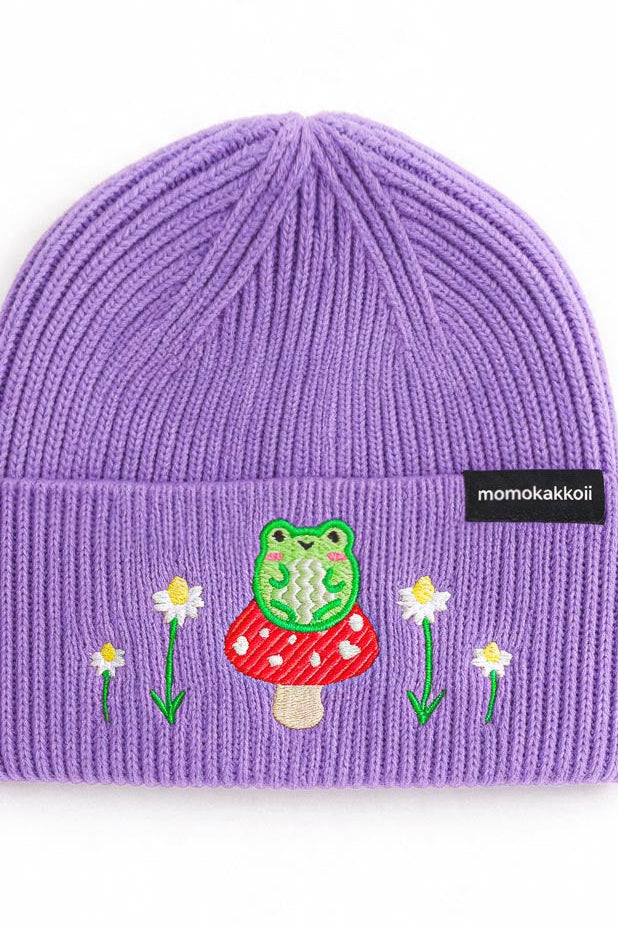 KIDS Albert The Frog & Mushroom Embroidered Beanie