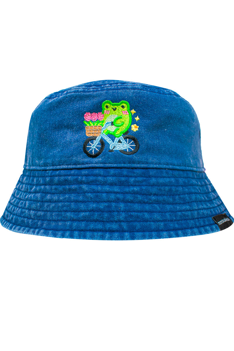 Albert's Flower Ride Embroidered Denim Bucket Hat