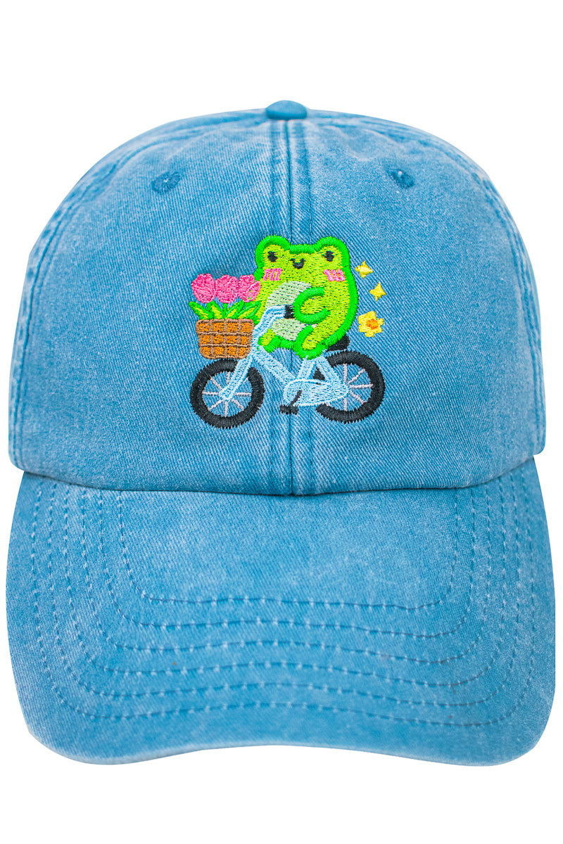Albert's Flower Ride Embroidered Denim Cap