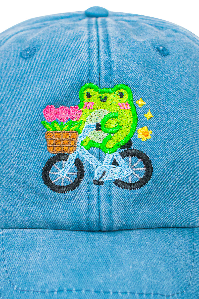 Albert's Flower Ride Embroidered Denim Cap