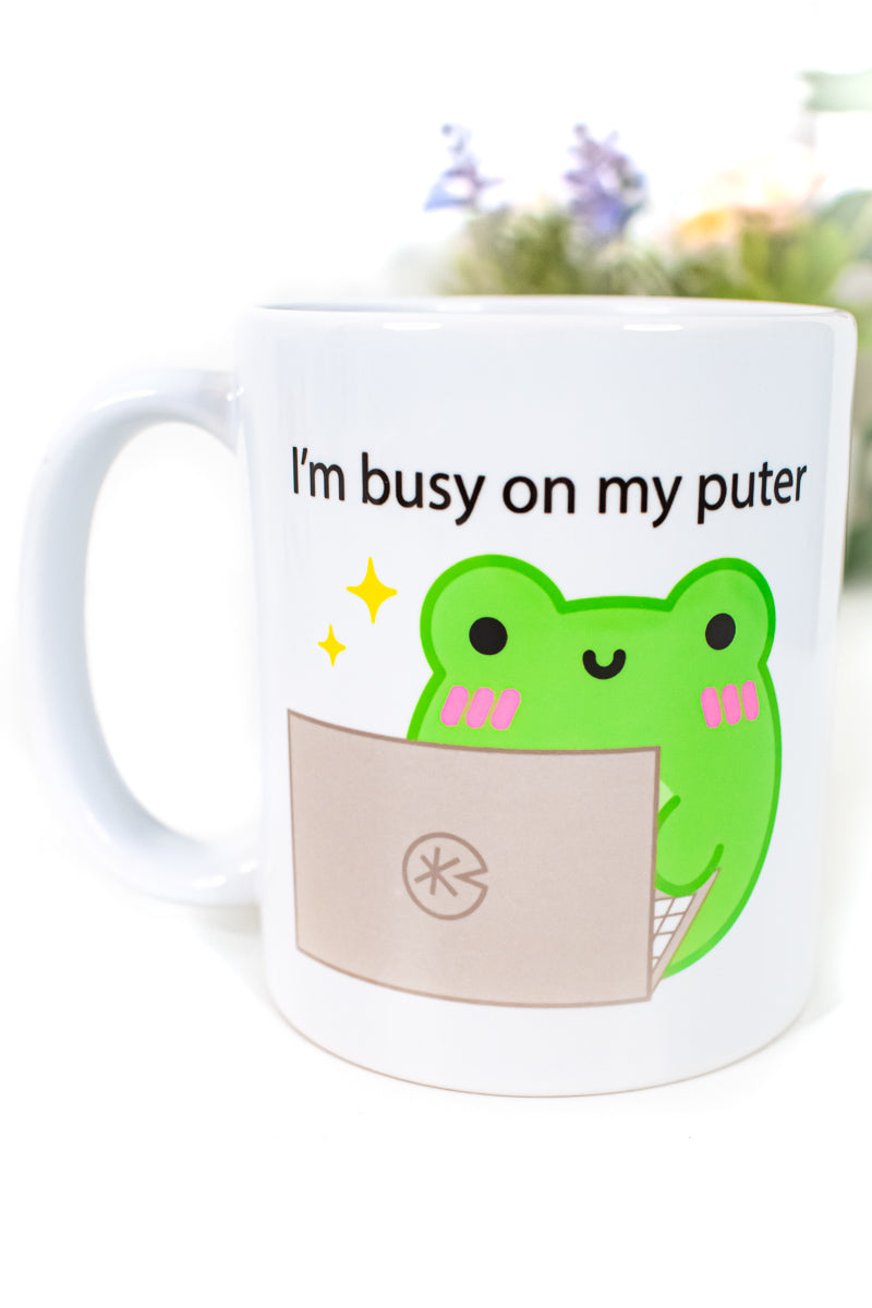 I'm Busy On My Puter Albert Mug