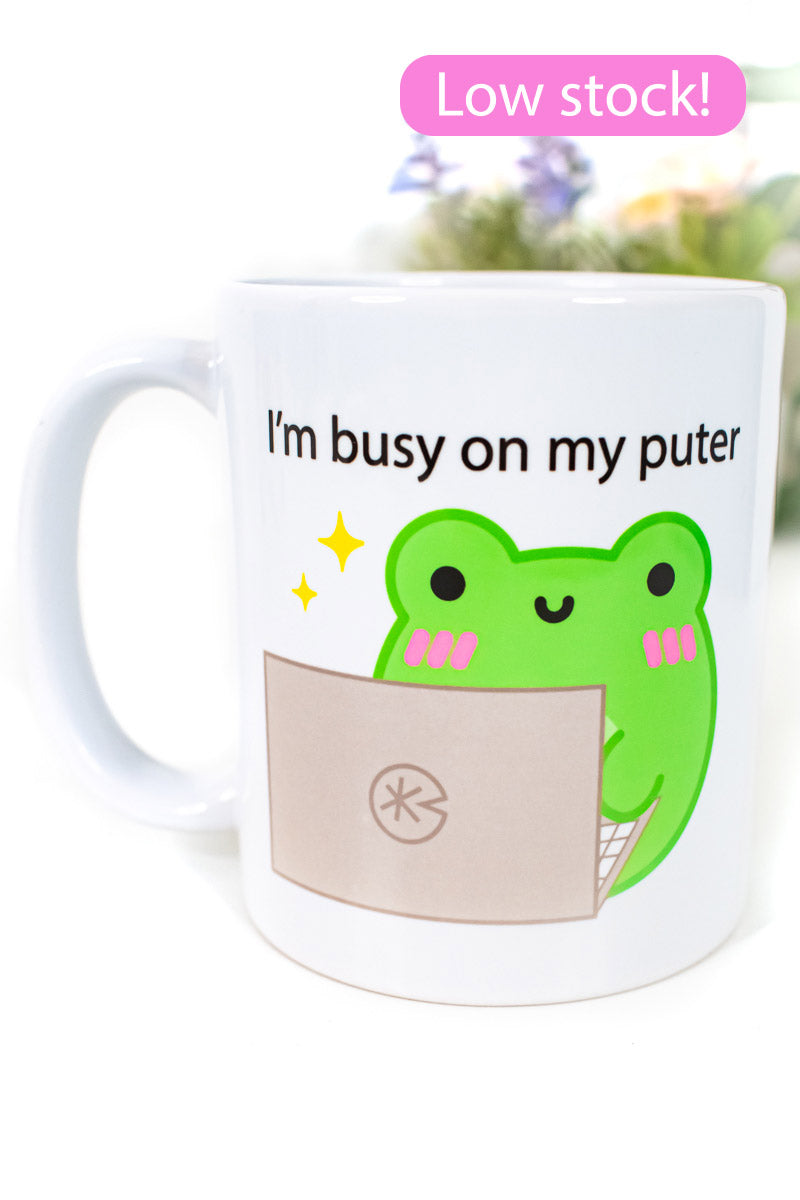 I'm Busy On My Puter Mug | Albert The Frog