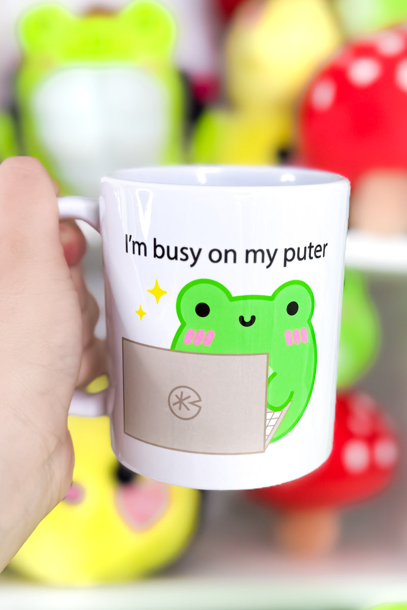 I'm Busy On My Puter Mug | Albert The Frog
