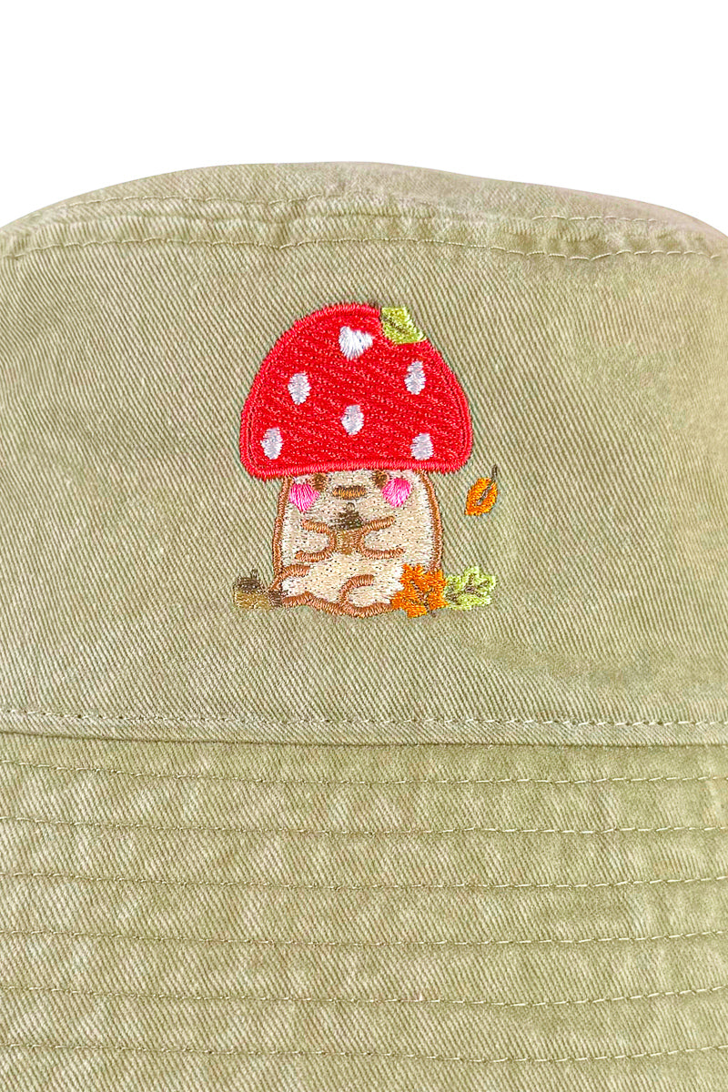 Chestnut Mushroom Friend Organic Cotton Bucket Hat