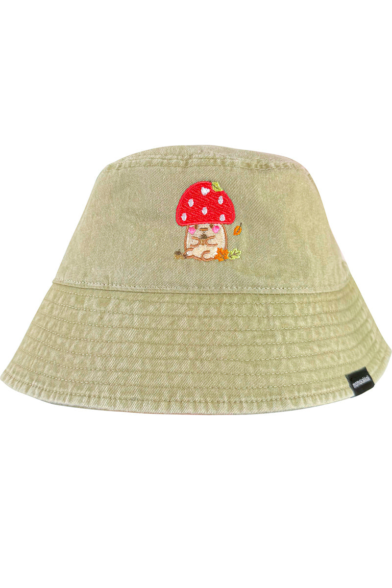 Chestnut Mushroom Friend Organic Cotton Bucket Hat