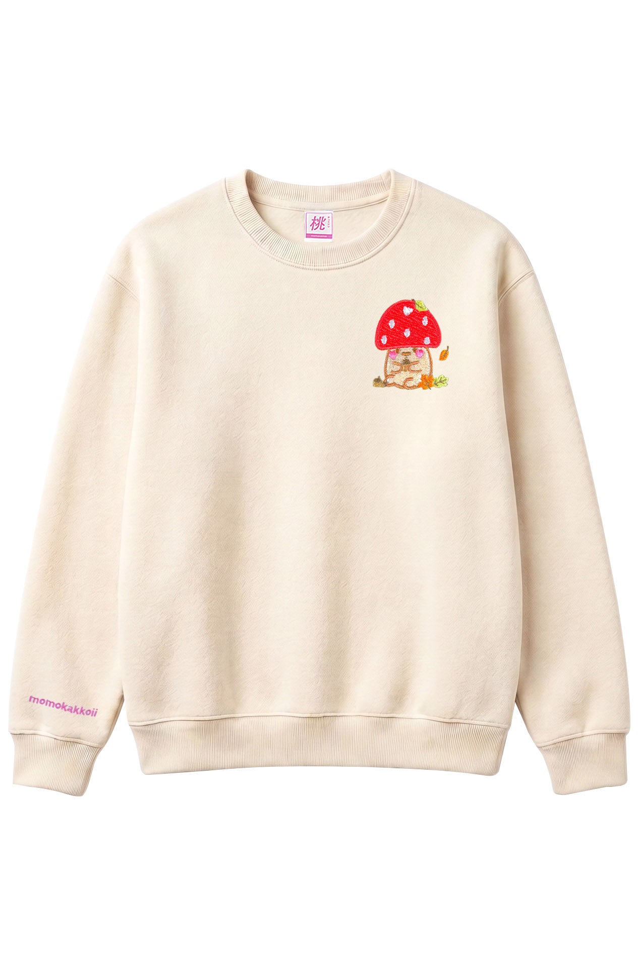 Chestnut Mushroom Friend Embroidered Sweatshirt