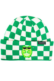albert the frog beanie wearing glasses