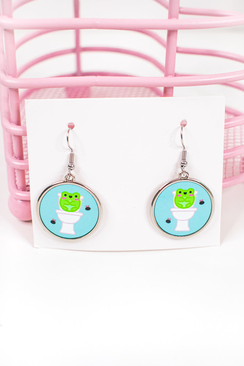 Toilet Albert Round Earrings
