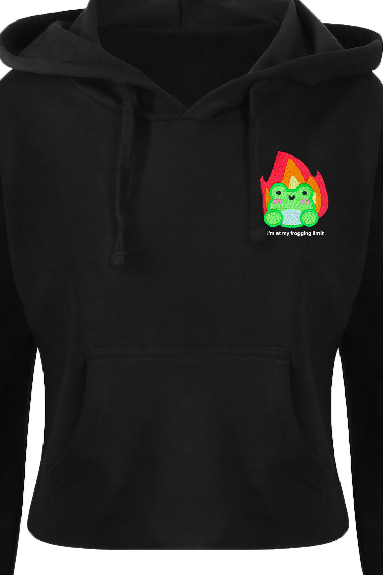 I'm At My Frogging Limit Embroidered Cropped Hoodie