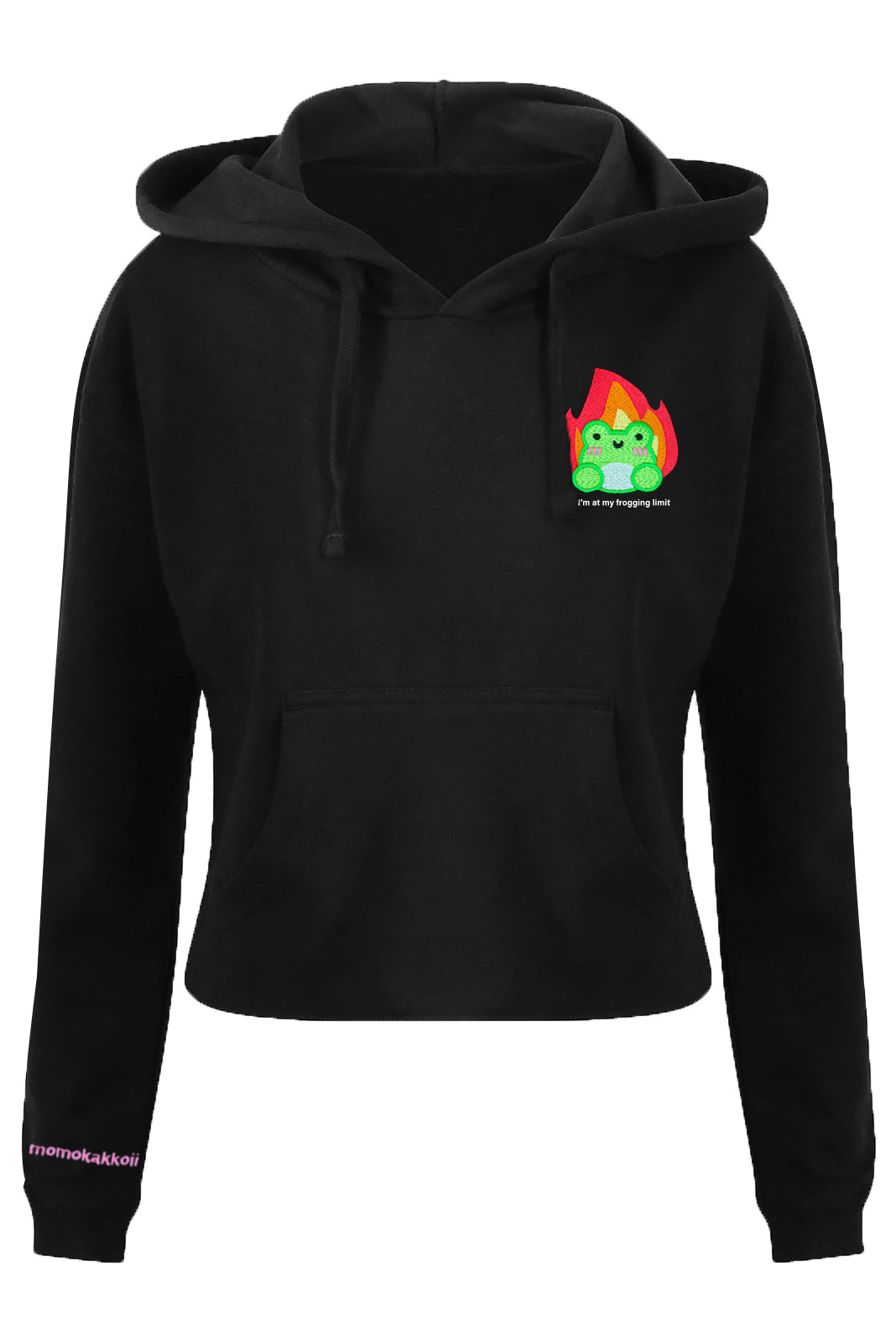 I'm At My Frogging Limit Embroidered Cropped Hoodie