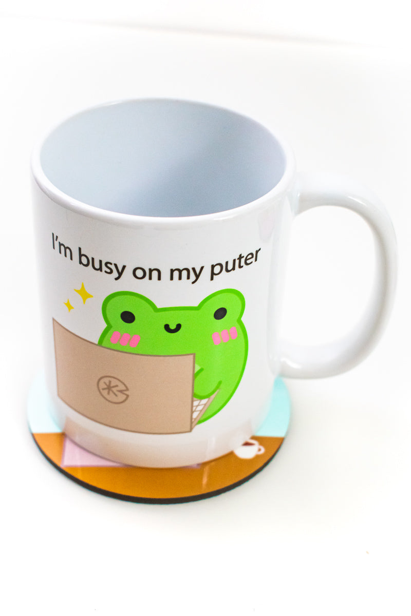 I'm Busy On My Puter Albert Coaster