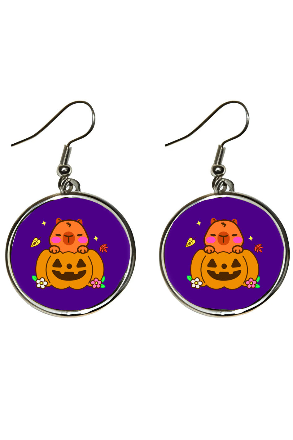 Pumpkin Theo The Capybara Round Earrings