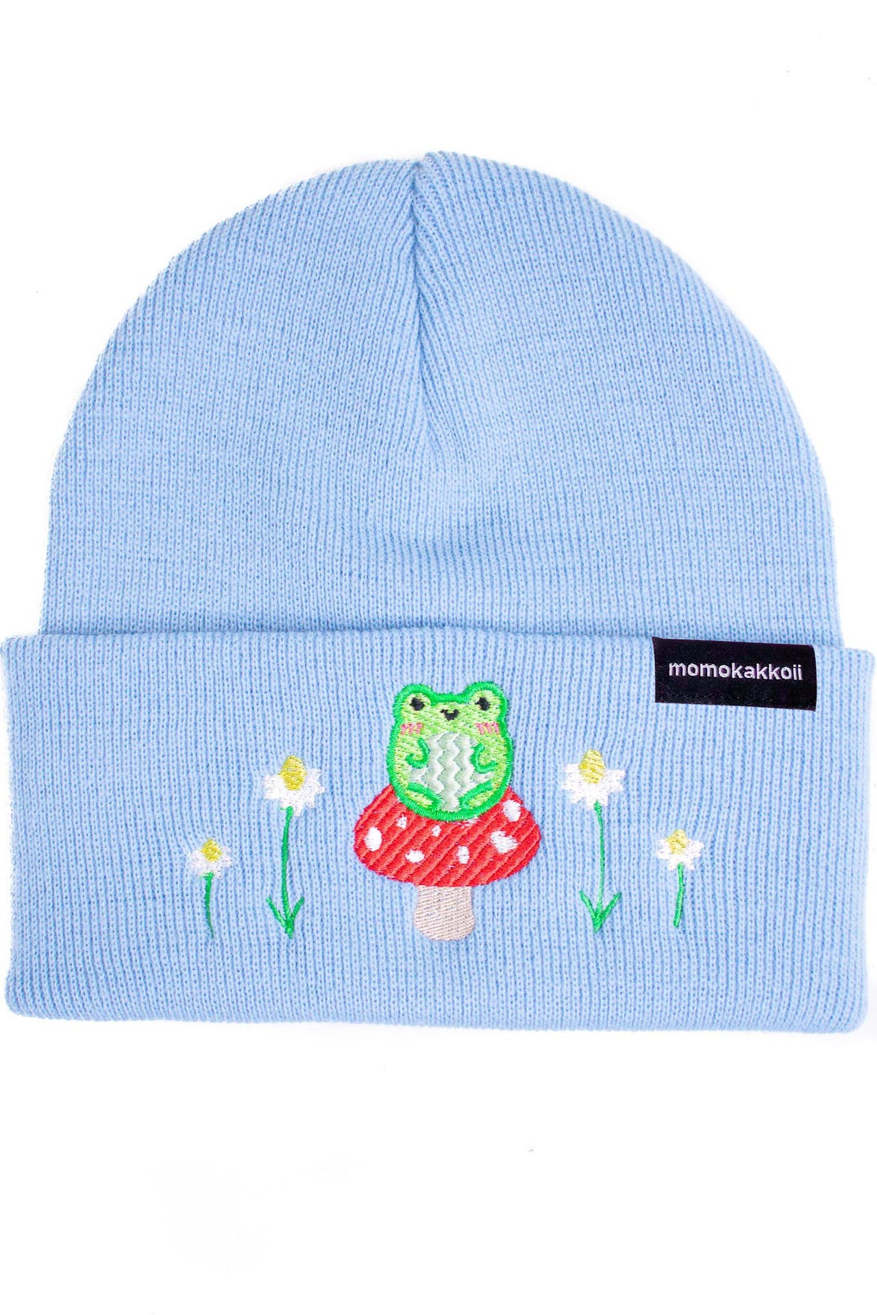 Albert the Frog & Mushroom Embroidered Beanie - Momokakkoii