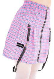 Bubble Gum Pink Plaid Skirt - Momokakkoii