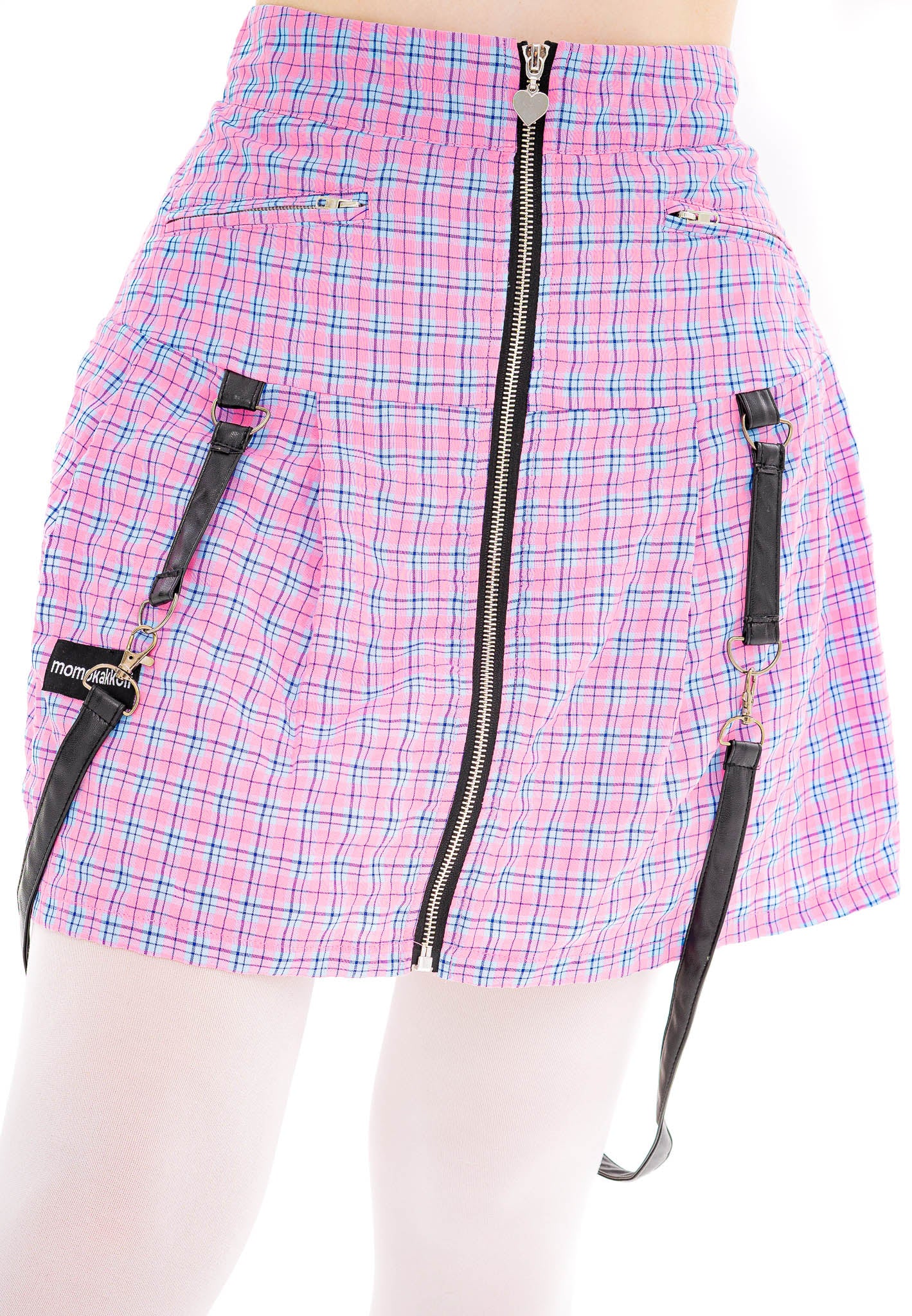 Bubble Gum Pink Plaid Skirt - Momokakkoii